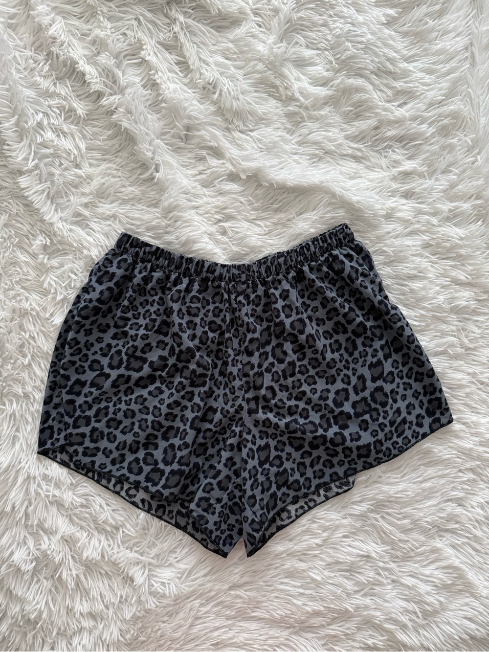 Leopard Print Lounge Shorts - Black and Blue
